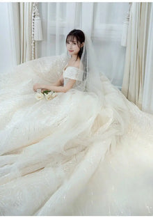 Cheap Wedding Dress Shiny Wedding Dress Classic Boat Neck Bridal Party Gown Vestido De Noiva Robe De Mariee Customized