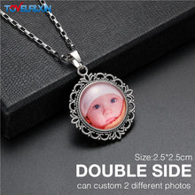 Personalized Memory Photo Pendant Double Side Customized Stainless Steel Chain Necklace for Family Members Anniversary Gift
