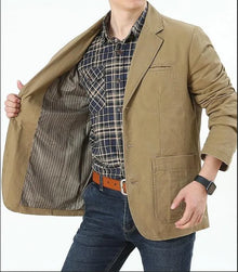 Blazer droit lavable pour homme, veste de costume, veste militaire décontractée, vêtement d'extérieur