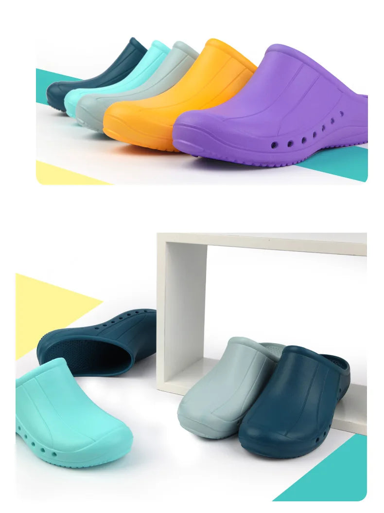 ANNO Soft Doctors Nurses Shoes Anti-slip Protective Clogs Operating Room Lab Slippers Chef Work Flat Clog Hospital Foot Wear