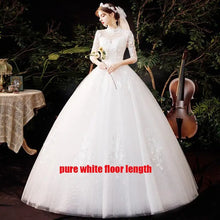 High Neck Wedding Dress 2024 Luxury Three Quarter Sleeve Lace Up Ball Gown Vestido De Noiva Plus Size Customized