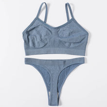 Women Seamless Bra And Panties Set Wire Free Bralette High Leg Cut Thongs Comfort Ribbed Unlined Ladies Sexy Lingerie Set