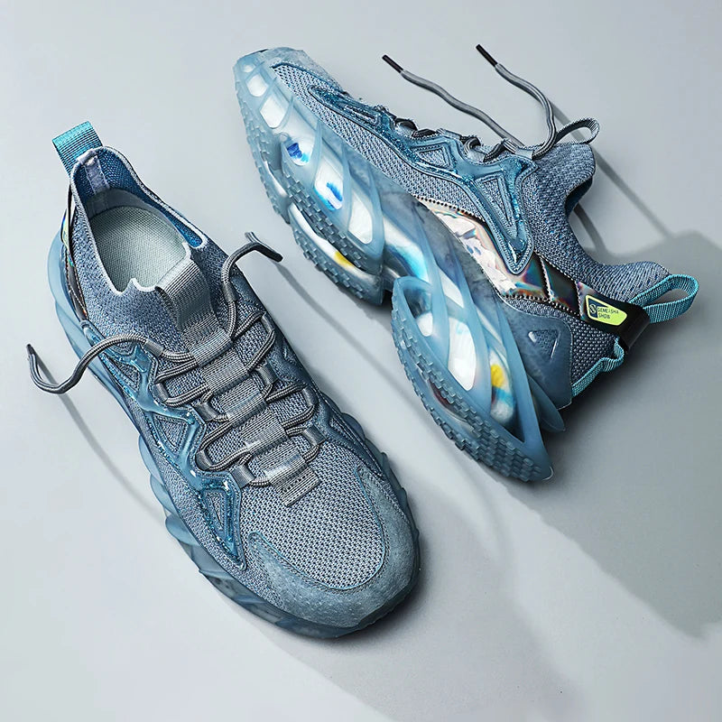 Dropshipping New Design Brand Logo Custom Men Fashion Casual Sneakers Height Increasing Blade Mesh Sports Running Shoes for Man
