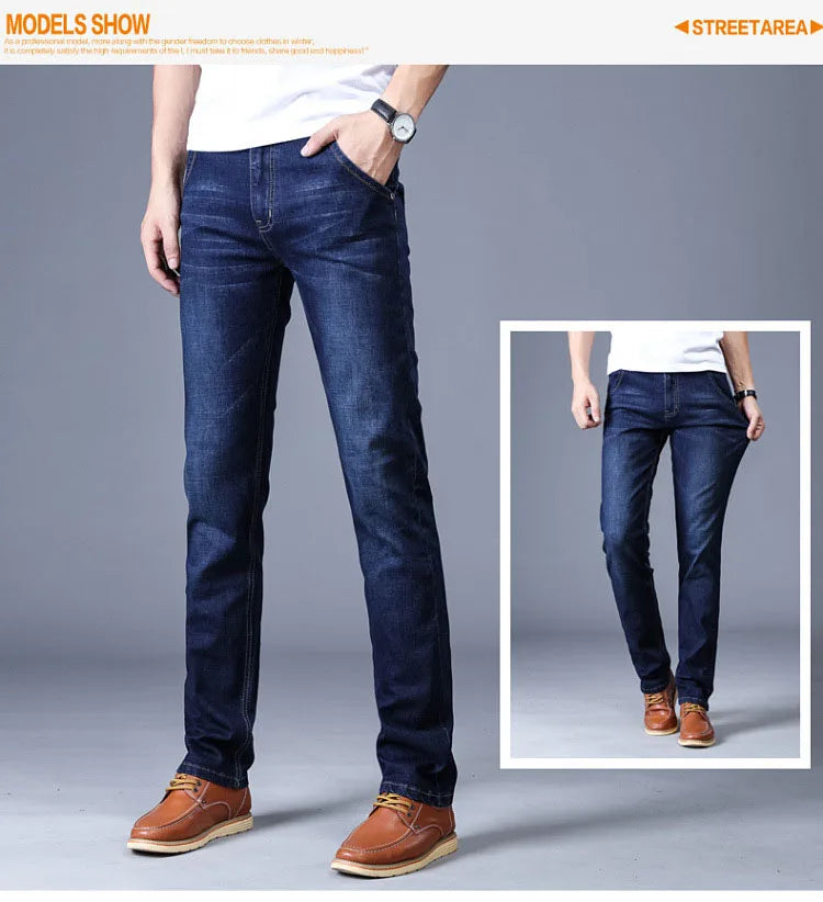 2022 New Men Stretch Jeans Male Classic Elasticity Business jeans men fashion comfortable Solid slim straight long Denim pants