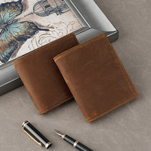 Top Layer Cowhide Crazy Horse Leather Wallet Amazon RFID Anti-theft Brush Men's Short Money Clip Cross-border Leather Wallet for Men