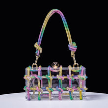 Cross-Border Spring and Summer Acrylic Transparent Storage Box Banquet Hand-Woven Rope Small Square Bag Armpit Handbag