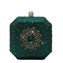 Dark Green Shiny Rhinestone High-grade Diamond Buckle Decorative Small Handbag Women's Fashionable Personalized Mini Box Evening Bag