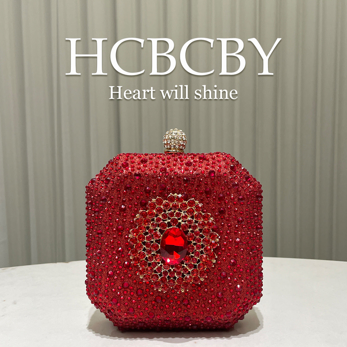 Dark Green Shiny Rhinestone High-grade Diamond Buckle Decorative Small Handbag Women's Fashionable Personalized Mini Box Evening Bag
