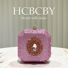 Dark Green Shiny Rhinestone High-grade Diamond Buckle Decorative Small Handbag Women's Fashionable Personalized Mini Box Evening Bag