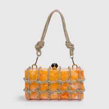 Cross-Border Spring and Summer Acrylic Transparent Storage Box Banquet Hand-Woven Rope Small Square Bag Armpit Handbag