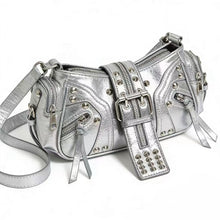 European and American Fashion Personality in Rivet Tassel Spicy Girl Motorcycle Retro Versatile Commuter Underarm Handbag Shoulder Crossbody Bag