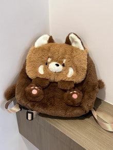Cute Cartoon Doll Raccoon Plush Backpack 2024 New All-match Student Backpack Commuter Crossbody Bag Gift