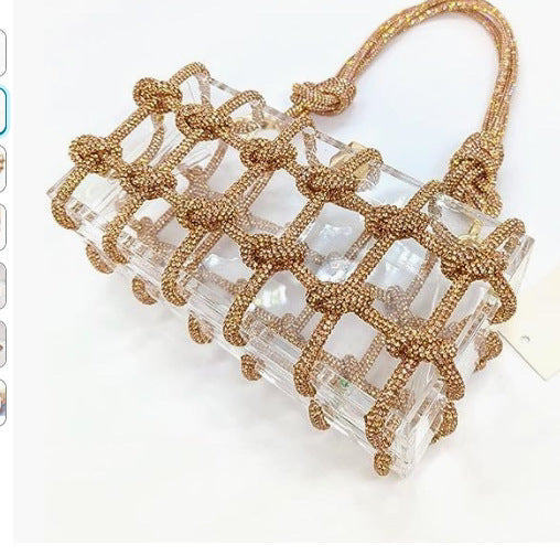 Cross-Border Spring and Summer Acrylic Transparent Storage Box Banquet Hand-Woven Rope Small Square Bag Armpit Handbag