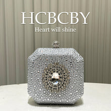 Dark Green Shiny Rhinestone High-grade Diamond Buckle Decorative Small Handbag Women's Fashionable Personalized Mini Box Evening Bag