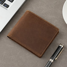 Top Layer Cowhide Crazy Horse Leather Wallet Amazon RFID Anti-theft Brush Men's Short Money Clip Cross-border Leather Wallet for Men
