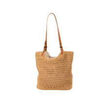 New Shoulder Straw Woven Bag Women's Cotton Threads Hand Woven Bag Large Capacity Tote Bag Holiday Style Beach Bag Women's Bag