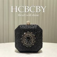 Dark Green Shiny Rhinestone High-grade Diamond Buckle Decorative Small Handbag Women's Fashionable Personalized Mini Box Evening Bag