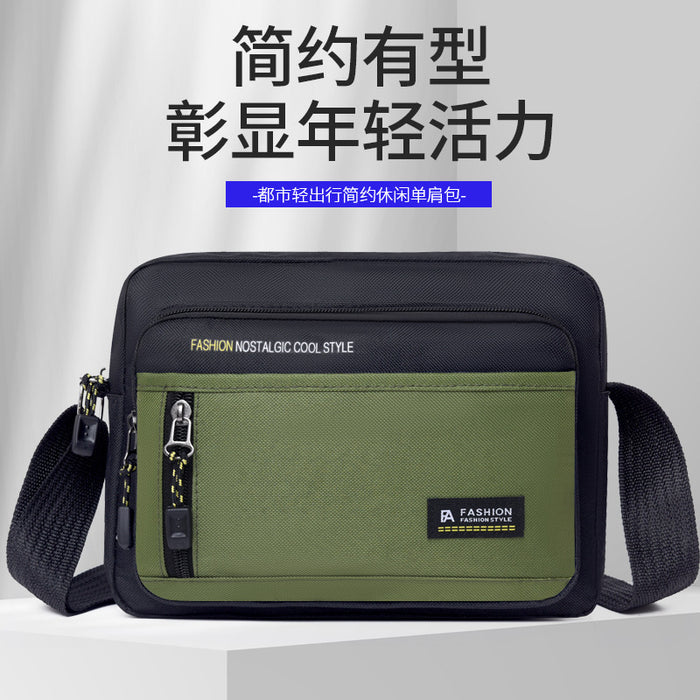 Men's Large Capacity Shoulder Bag Oxford Cloth Multifunctional Small Square Bag Fashionable Outdoor Work Commuter Casual Crossbody Bag