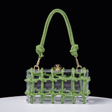 Cross-Border Spring and Summer Acrylic Transparent Storage Box Banquet Hand-Woven Rope Small Square Bag Armpit Handbag