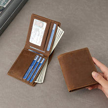 Top Layer Cowhide Crazy Horse Leather Wallet Amazon RFID Anti-theft Brush Men's Short Money Clip Cross-border Leather Wallet for Men