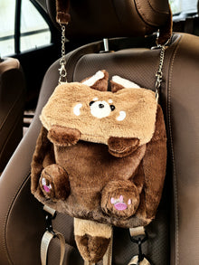 Cute Cartoon Doll Raccoon Plush Backpack 2024 New All-match Student Backpack Commuter Crossbody Bag Gift
