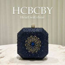 Dark Green Shiny Rhinestone High-grade Diamond Buckle Decorative Small Handbag Women's Fashionable Personalized Mini Box Evening Bag