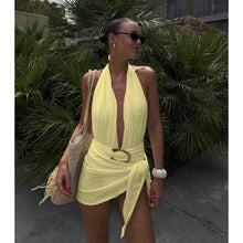 Two Piece Micro Bikini Halter Swimwear Solid Bodysuit