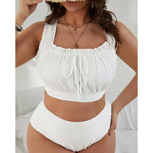 Plus Size Two Piece Solid Color Bikini Swimsuit For Women