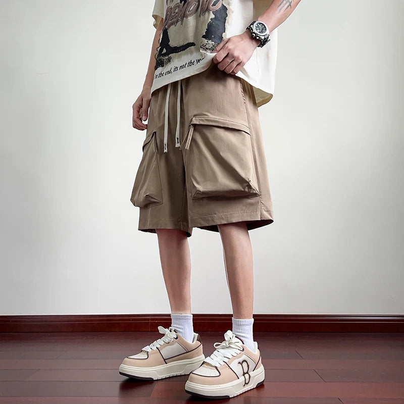 Summer High Street Bermuda Purple Cargo Shorts for Men Multi-pocket Sports Short Pants Casual Breathable Y2K Streetwear Shorts
