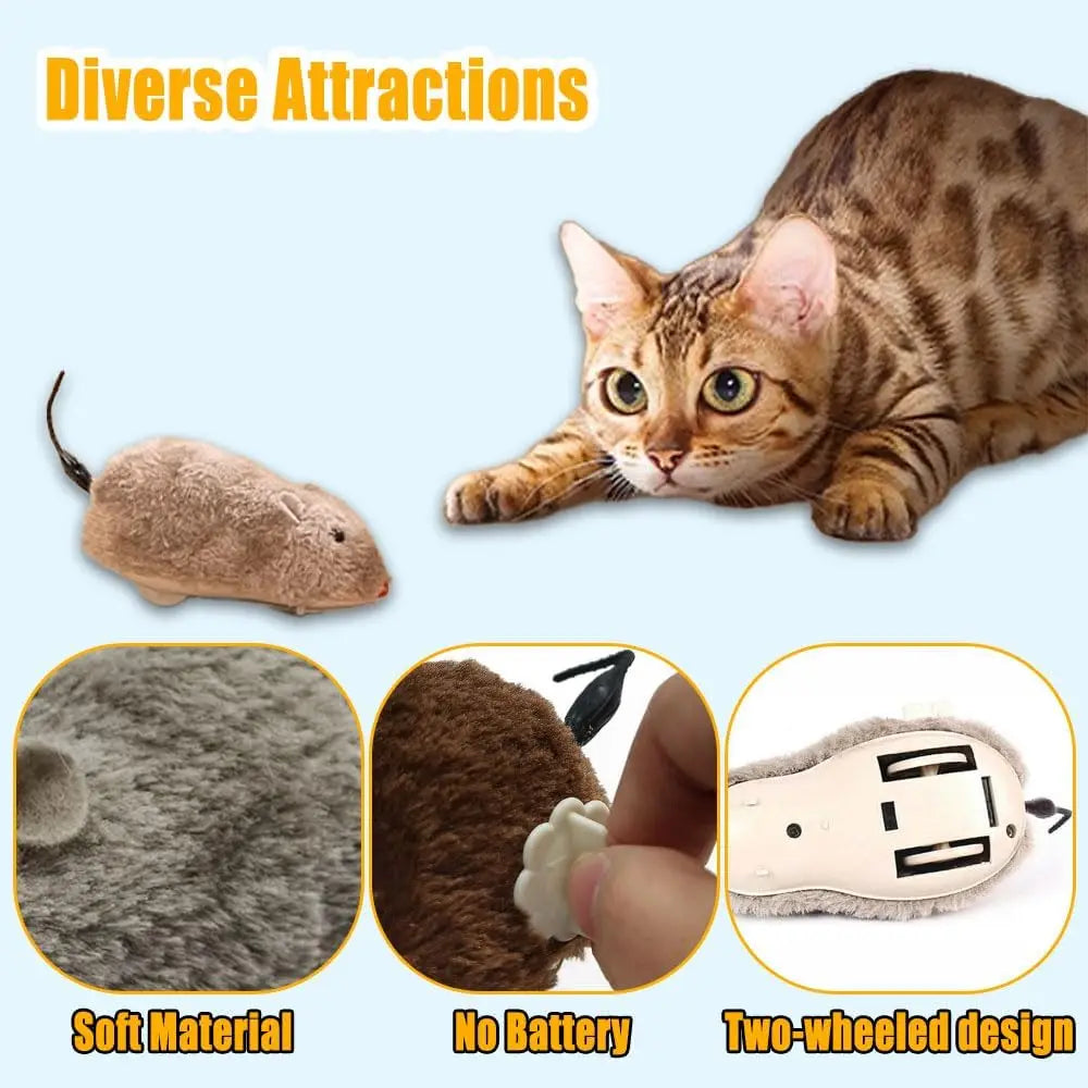1/5pcs Fun and Interactive Plush Wind-Up Mouse Toy for Cats Dogs and Kids Mechanical Moving Animal Toy for Playtime and Pranks