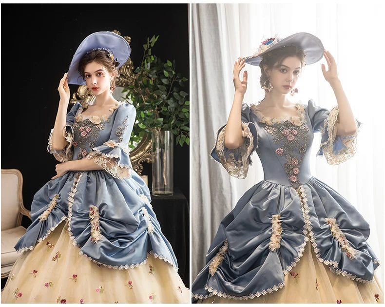 18th Century Women Marie Antoinette Dresses Long Victorian Rococo Gowns Historical Theater Clothing
