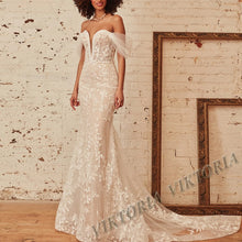 VIKTORIA Fashion Aline Wedding Dresses V-neck Custom-Made Court Train Appliques Sleeveless Robe De Mariée Engagement Plus