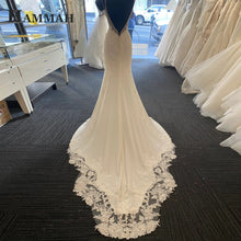 HAMMAH Elegant V Neck Wedding Dresses Mermaid Appliques Lace Spaghetti Strap Satin Court Train Robe De Mariee Customized