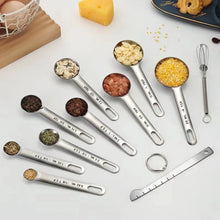 Stainless steel measuring spoon 4/6/7/8 pcs set with scale measuring ruler spoon kitchen coffee baking measuring tool set