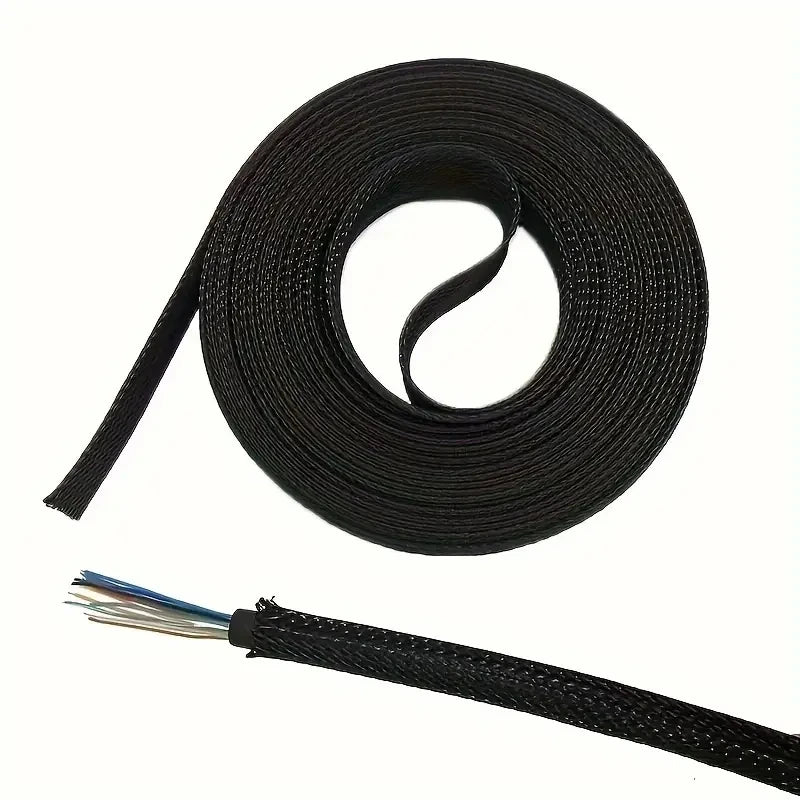 10m /32.8 ft Pet Expandable Braided Mesh Sleeve Black Flexible Wire Mesh Sleeve Tv Audio Pc Cable Protection Against Pet Chewing