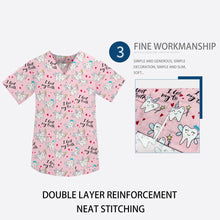 Unisex Printed 100% Cotton Scrub Top and Solid Stretch Pants Medical Uniform for Hospital Staff Nurses Doctor
