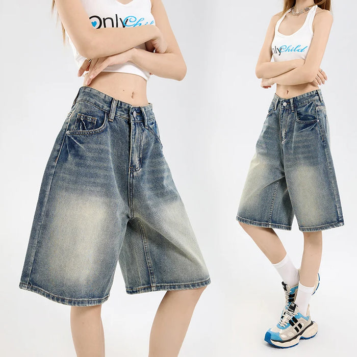 Shorts en jean larges et décontractés style Y2K coréen 2026, bermuda baggy, coupe droite polyvalente pour femme, short d'été tendance