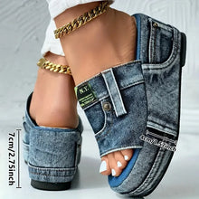 Platform Women Slippers New Summer Elegant Denim Sandals Comfortable Slip on Shoes Beach Walking Slippers Casual Slides Women