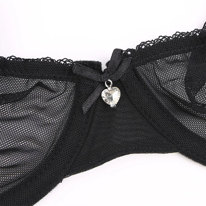 Women's Mesh Bra Underwire Unlined Ultra-thin Brassiere Breathable Fabric Underwear Plus Size