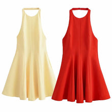 HXAO Halter Short Dress Womens Dresses Red Yellow Dress Woman Summer 2025 Ruffled Backless Sleeveless Vestidos Elegant Dress 066