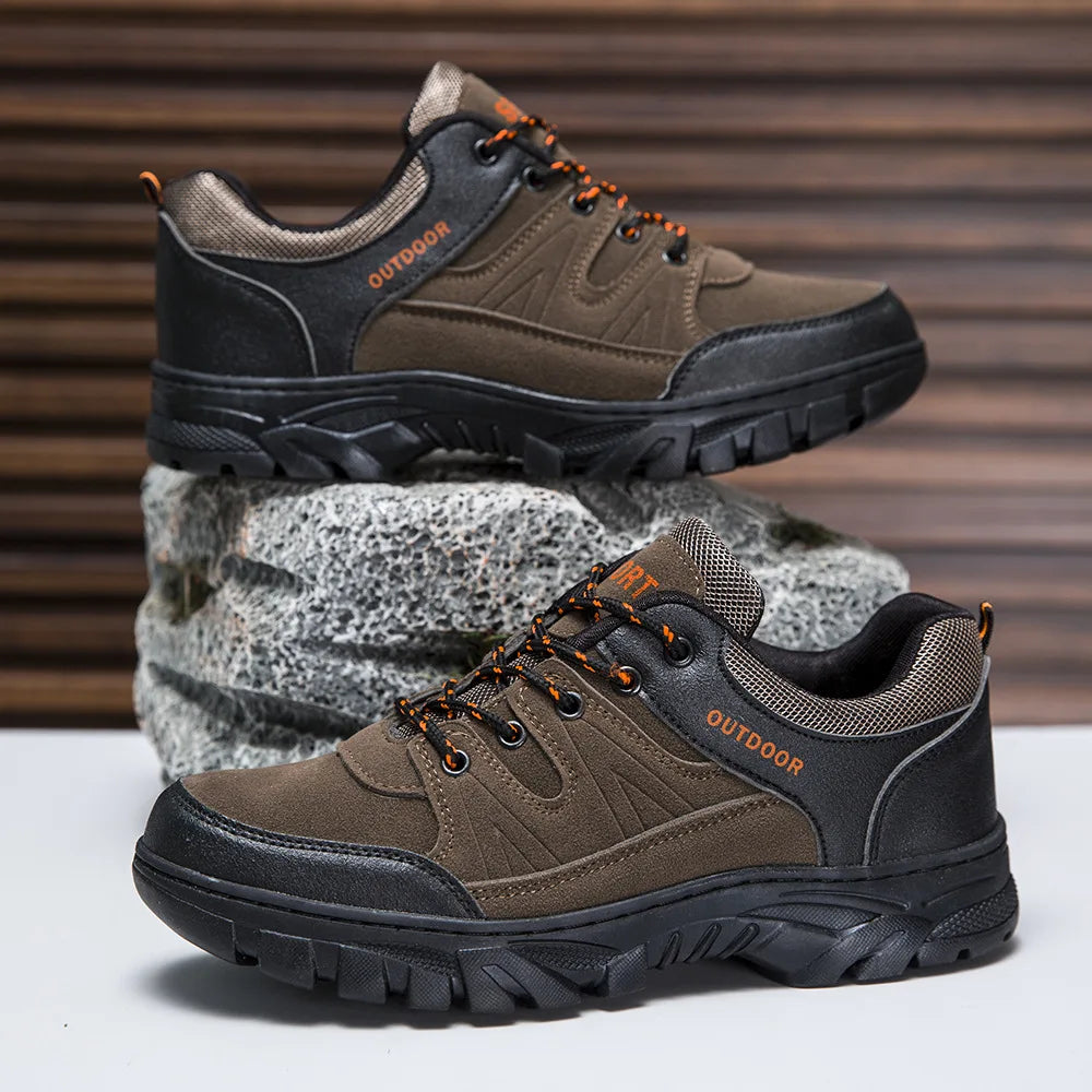 Outdoor Climbing Shoes Men's Trendy Flat Work Shoes Casual Sports Style New Model Comfortable Warmth Synthetic Leather Upgraded