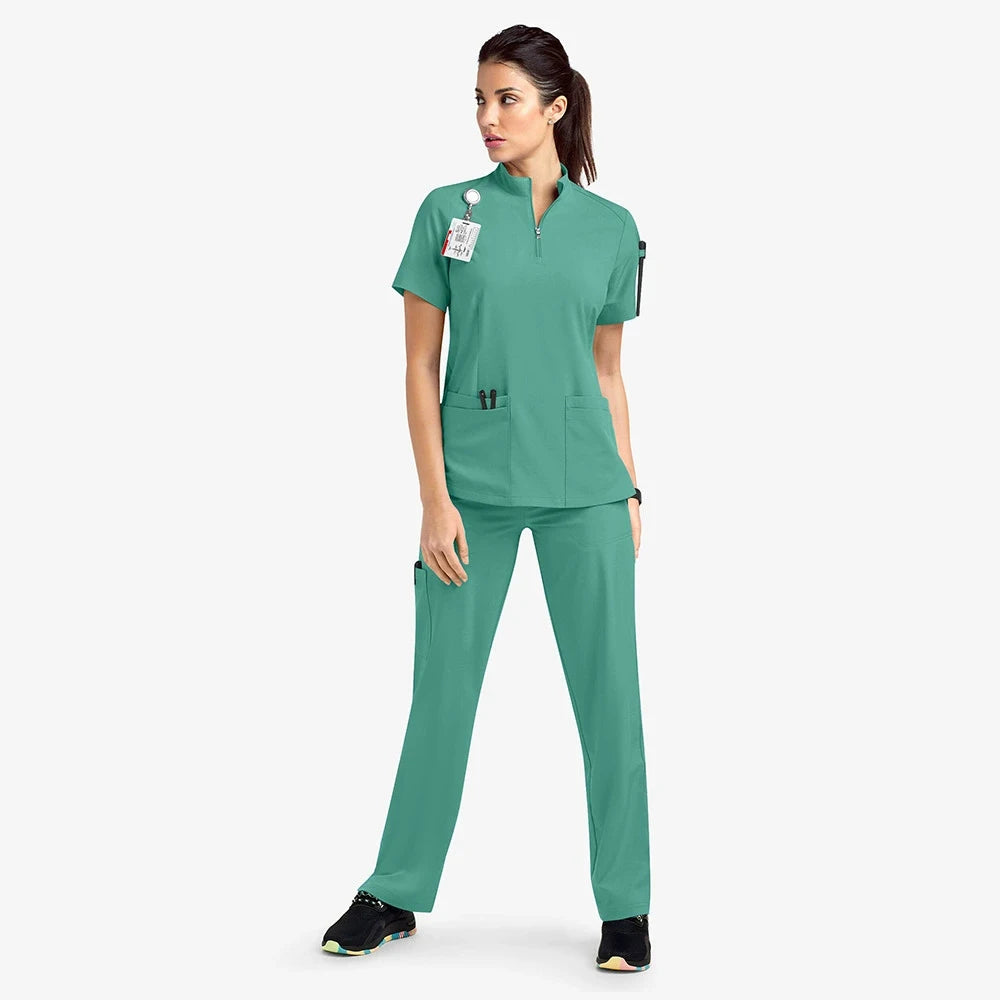 Women Hospital Doctor Workwear Unisex Medical Uniforms for V-neck Nurse Scurbs Set Oral Dental Surgery Work Uniform Short Sleeve