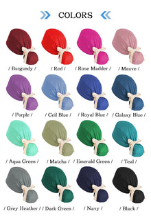 Ponytail Working Caps with Satin Lining for Women TOOTH Pet Doctor Nurse Scrubs Hat Stretch Long Hairs Nursing Caps C-TL-02