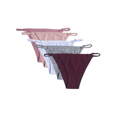 5Pcs/set Cotton Panties Women Low Waist Adjustable Metal Slider Straps Bikini Briefs Breathable No Show Ladies Daily Underwear