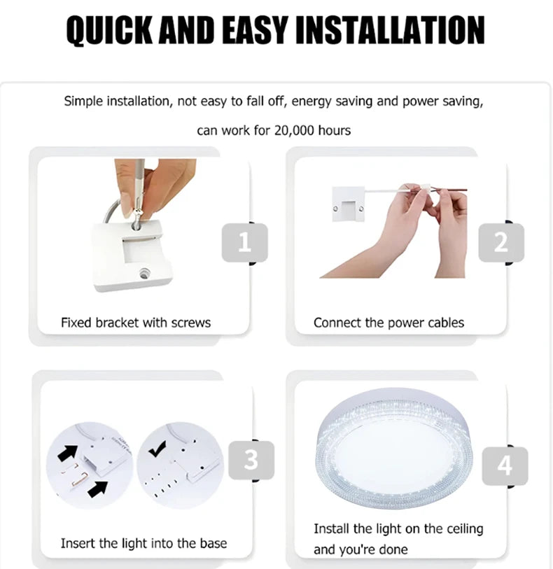 Modern Ultra Thin Crystal Ceiling light Round Ceiling Home Lamp Cool White Suitable for Balcony Kitchen Bedroom Light AC85-260V