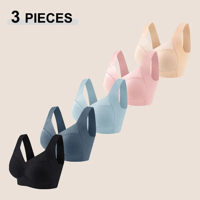 3Pcs/Set Sexy Lace Plus Size Sport Bra For Women Seamless Solid Color Push Up Underwear New Cozy Breathable Wire Free Brassiere