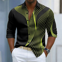 Men's Geometric Ripple Abstract Art Shirt Multi Color Button Shirt Casual Formal Shirt Long Sleeve Fashion Casual Shirt
