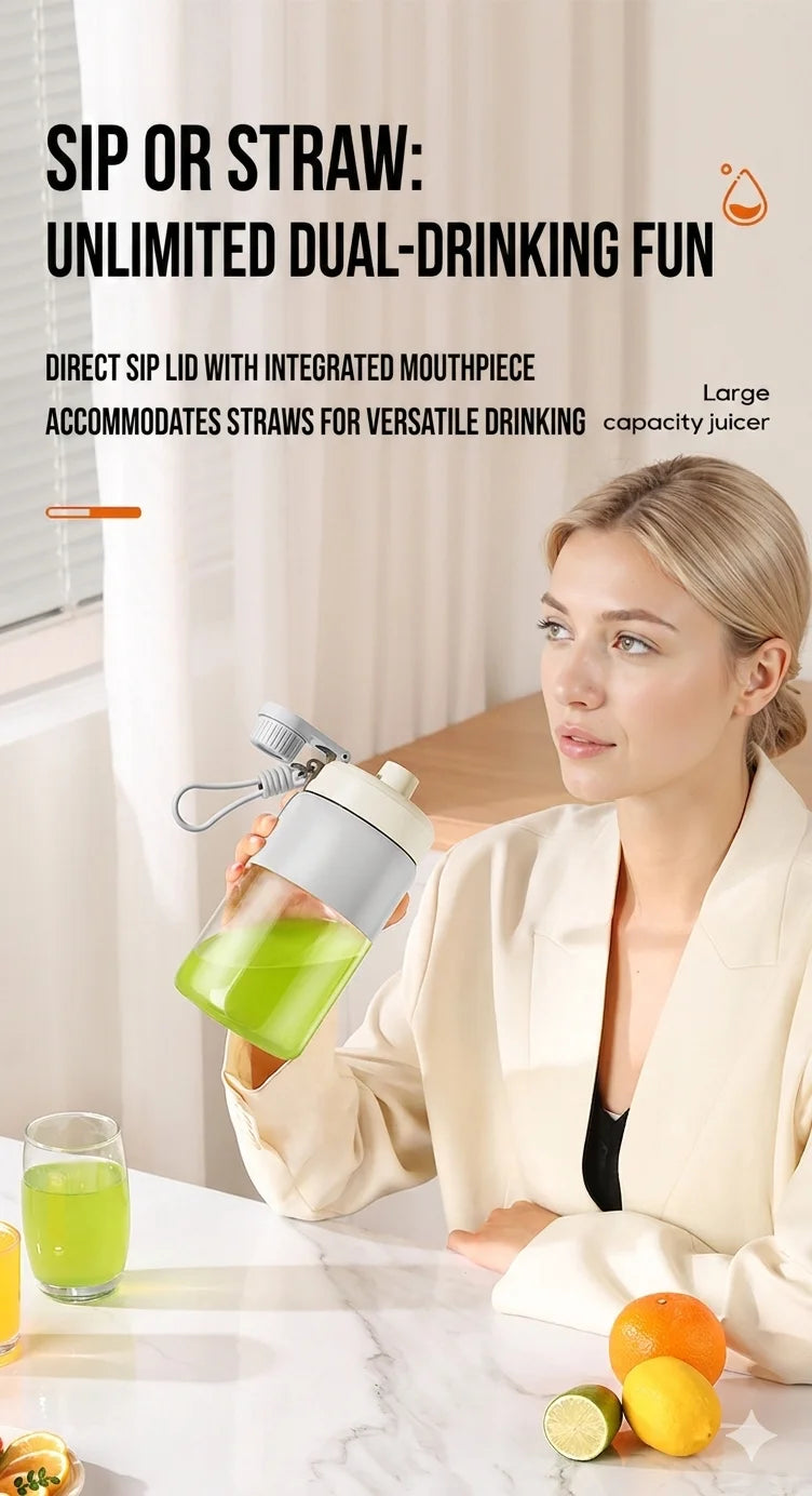 Portable Blender 38 Blades Electric Juicer Cup Rechargeable Smoothie Maker Wireless Automatic Fruit Mixer for Gym Travel Camping