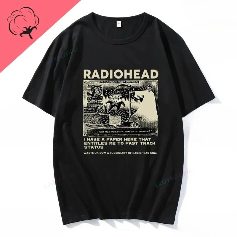 T-shirt Radiohead Homme Vintage Classique Tees Tournée Nord-Américaine Rock Garçon t-shirt femme Camisetas Hombre Hip Hop Street décontracté Haut