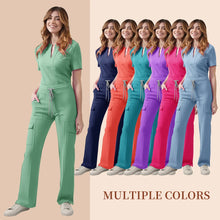 Medical Scrubs Uniform Women Nurse Scrub Set Pocket Top+Pants 2 Piece Suit Nursing Operating Room Clothes Beauty Salon Work Wear